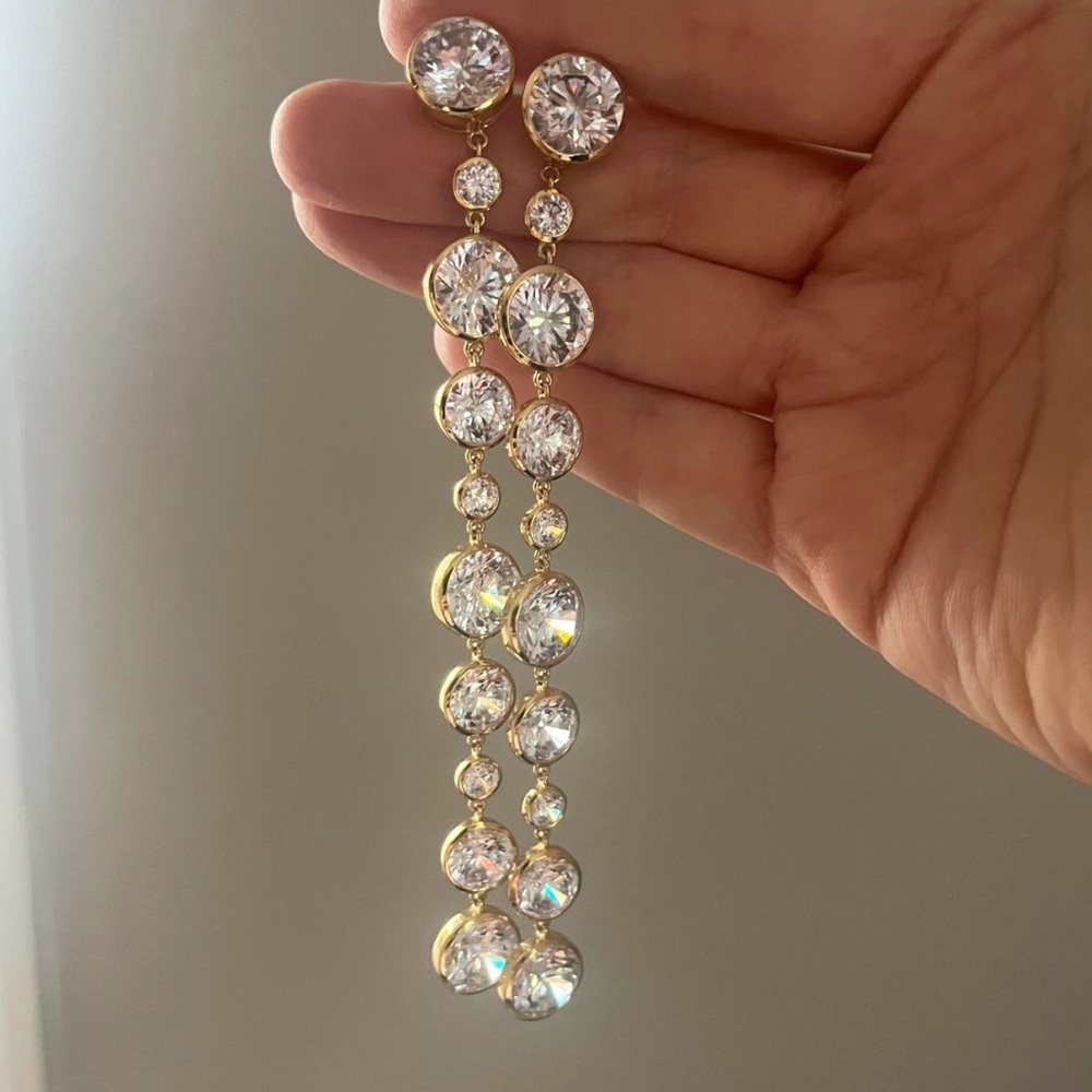 Gold and Clear Crystal Drop Earrings